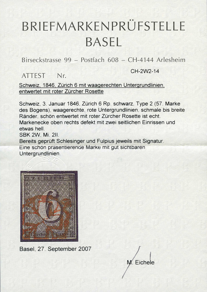 1843, Zürich 6, Type II