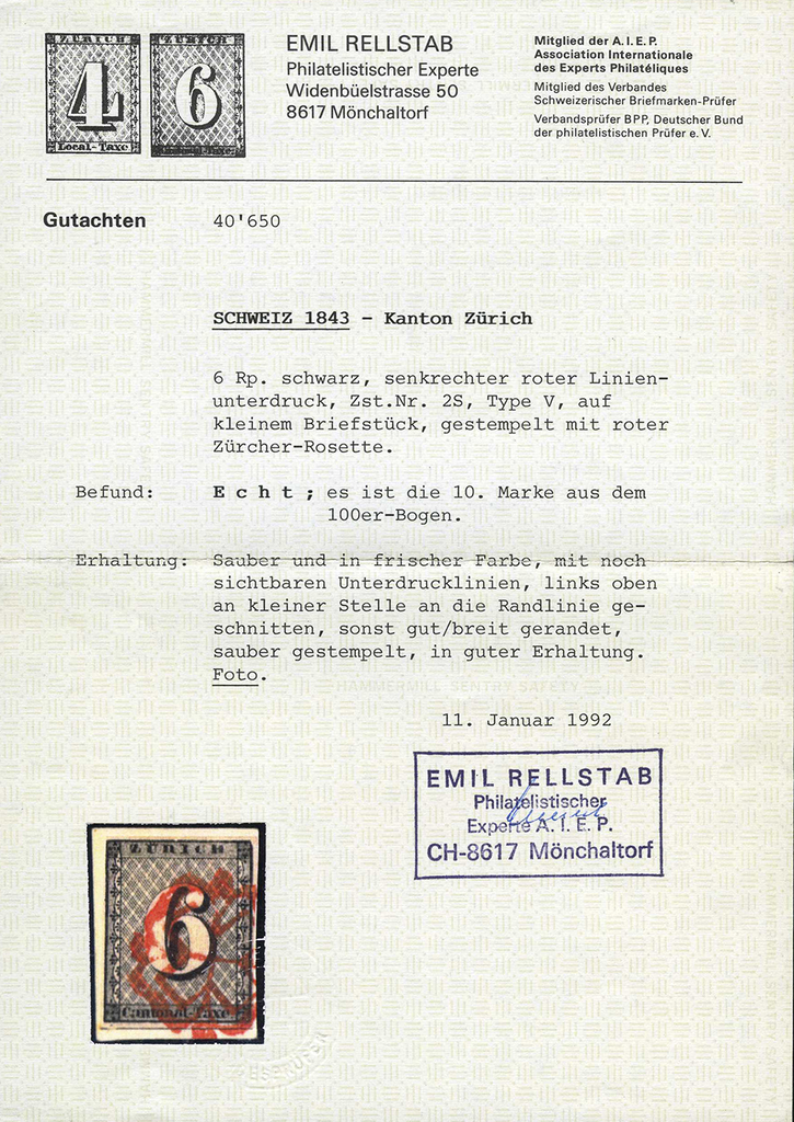 1843, Zürich 6, Type V