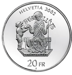 2002, 20 Fr. Gedenkmünze &quot;Kloster St.Gallen&quot;