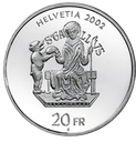 2002, 20 Fr. Gedenkmünze &quot;Kloster St.Gallen&quot;