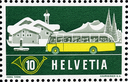 1953, 10 Rp. Alpenpost im Winter, Abart:"Retouche zwischen V und Strich"