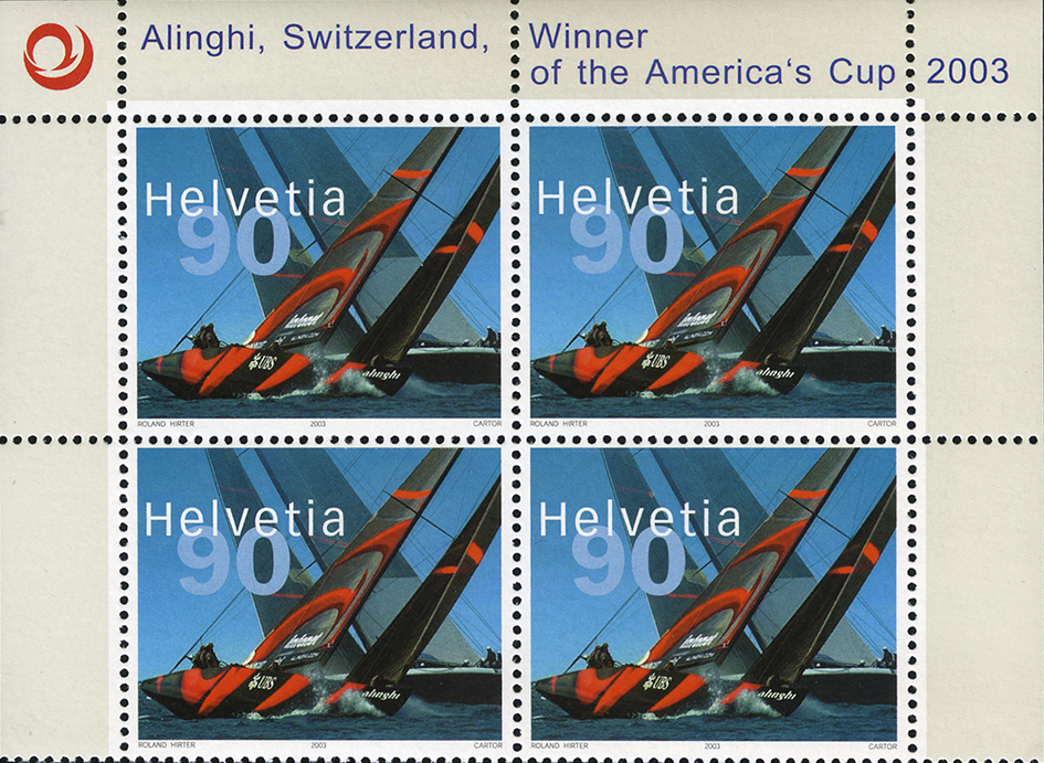 90 Rp. Alinghi - Switzerland, Abart:"Markanter Putzer"