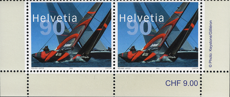 90 Rp. Alinghi - Switzerland, Abart:"Markanter Putzer"