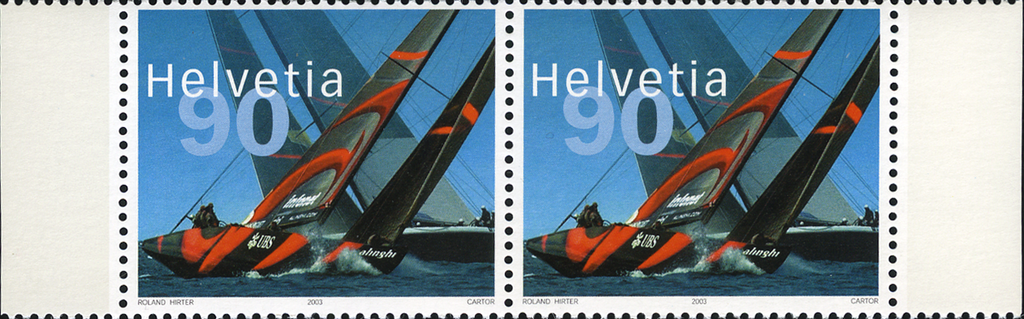 90 Rp. Alinghi - Switzerland, Abart:"Markanter Putzer"