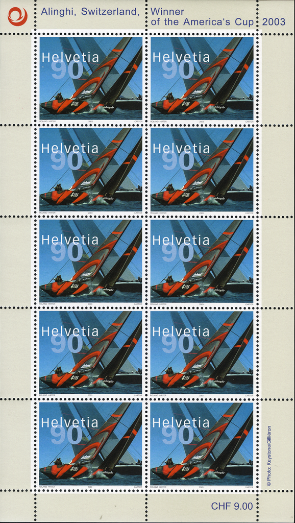 90 Rp. Alinghi - Switzerland, Abart:"Markanter Putzer"
