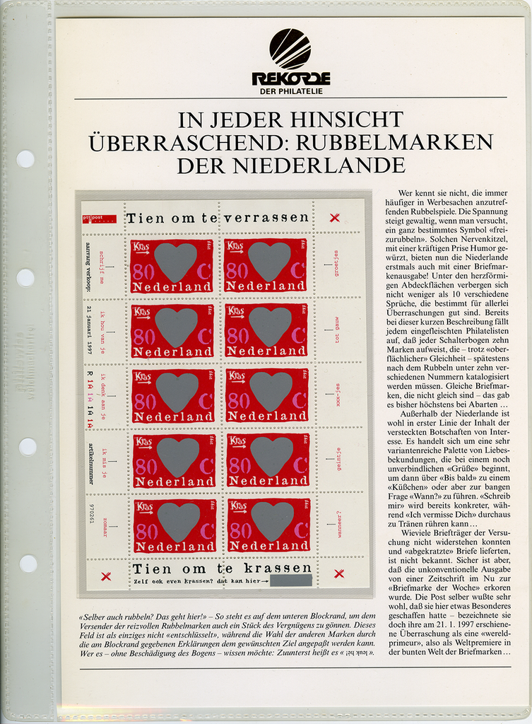 Rekorde der Philatelie - Spezialsammlung mit über 110 Kapiteln , in drei gewichtigen Ordnern.