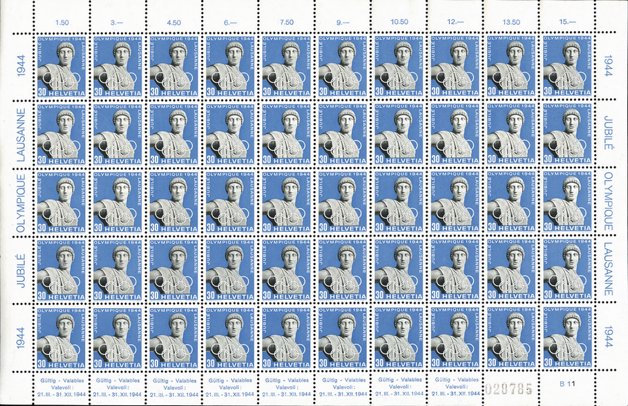 30 Rp. Apollo, blau-grauschwarz, Retouchen und Rastfehler: 261w.3.01, 261w.4.03, 261w.4.08, 261w.4.09