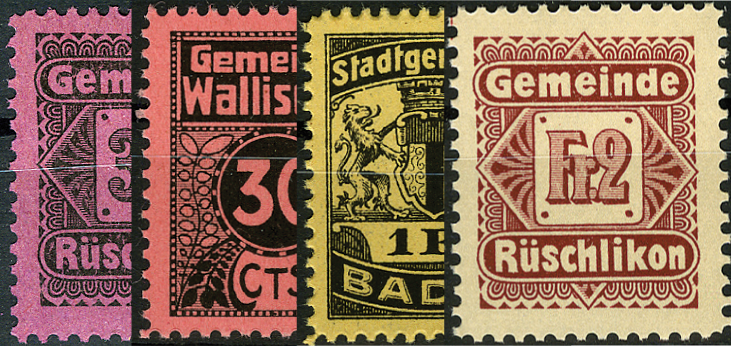 1930-1950 Gemeindemarken, 4 verschiedene Werte
