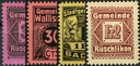 1930-1950 Gemeindemarken, 4 verschiedene Werte