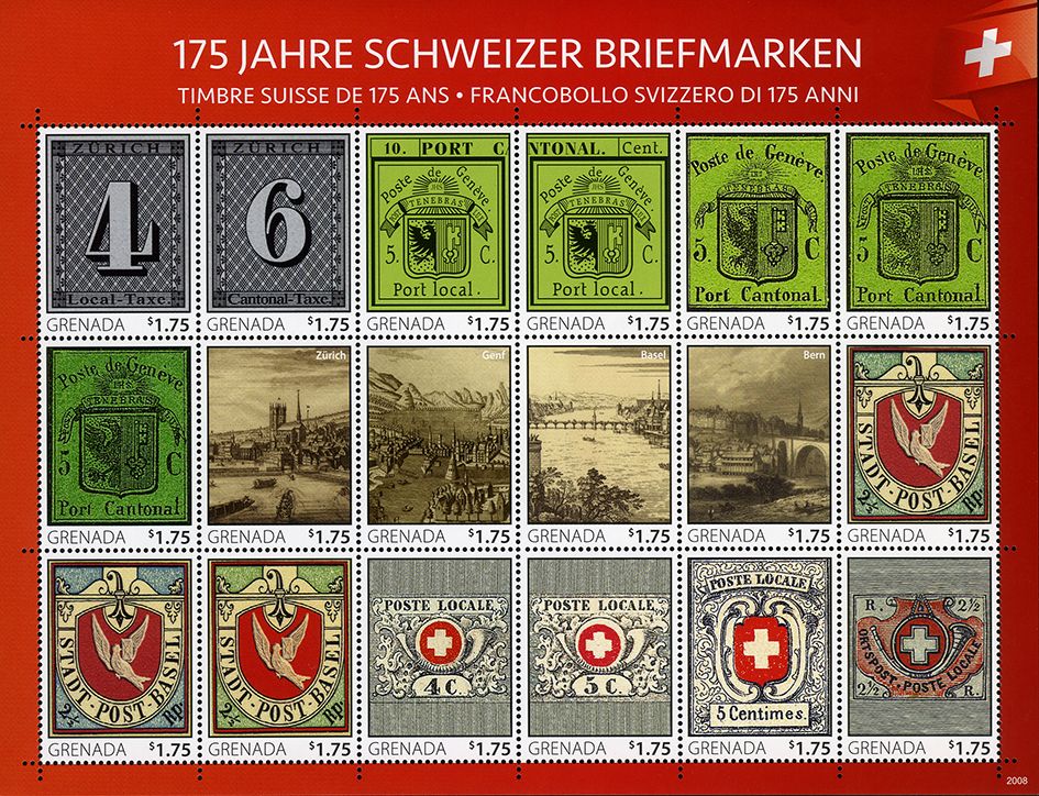 Kleinbogen "175 Jahre Schweizer Briefmarken"