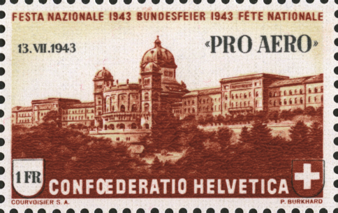 1 Fr. Bundeshaus in Bern, &quot;Verquetschter Schwarzdruck&quot;