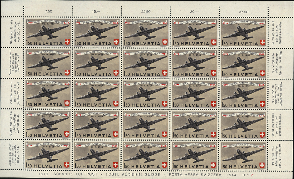 1944, 25 Jahre schweizerische Luftpost