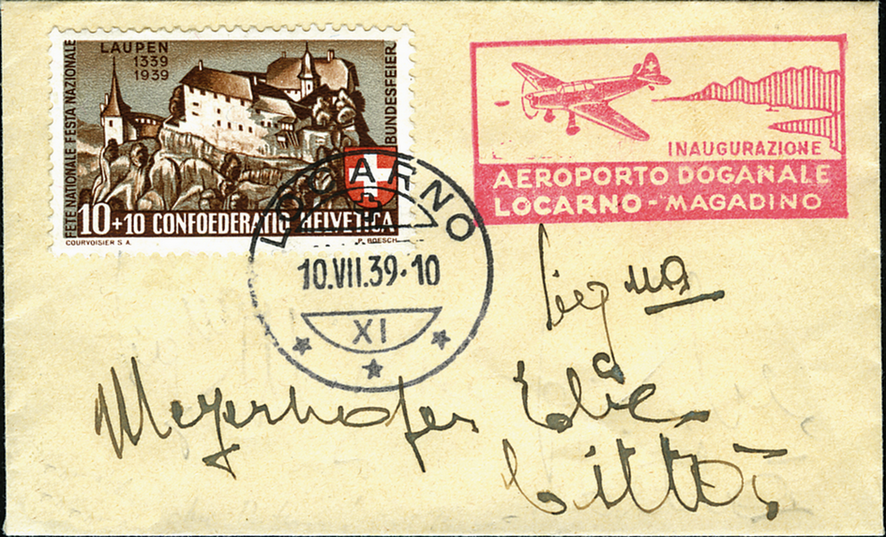1939, Sonderstempel LOCARNO-MAGADINO ohne Datum