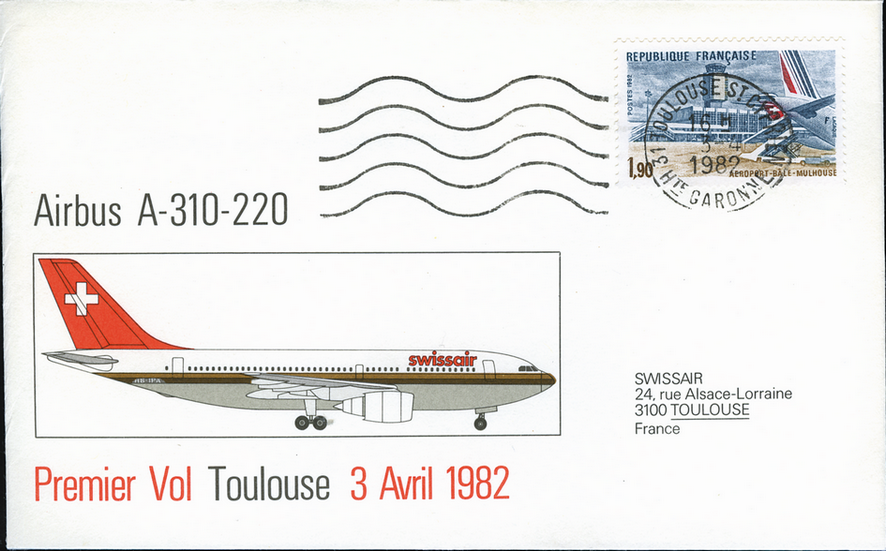 1982, Erstflug-Beleg A310 vom 03. April 1982