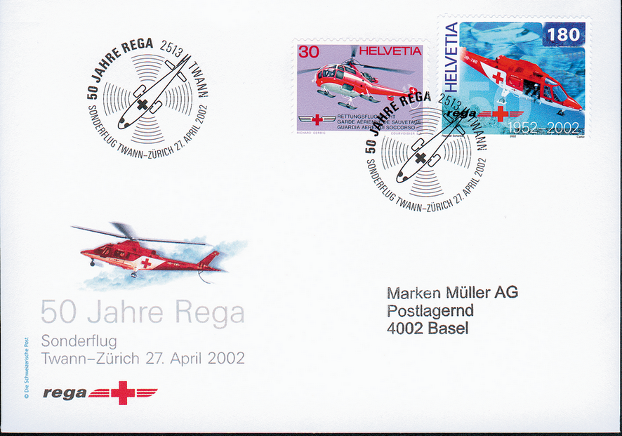 2002, Rega Sonderflug Combo-Beleg
