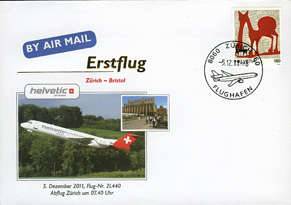 2011, Erstflug Helvetic Airways von Zürich nach Bristol