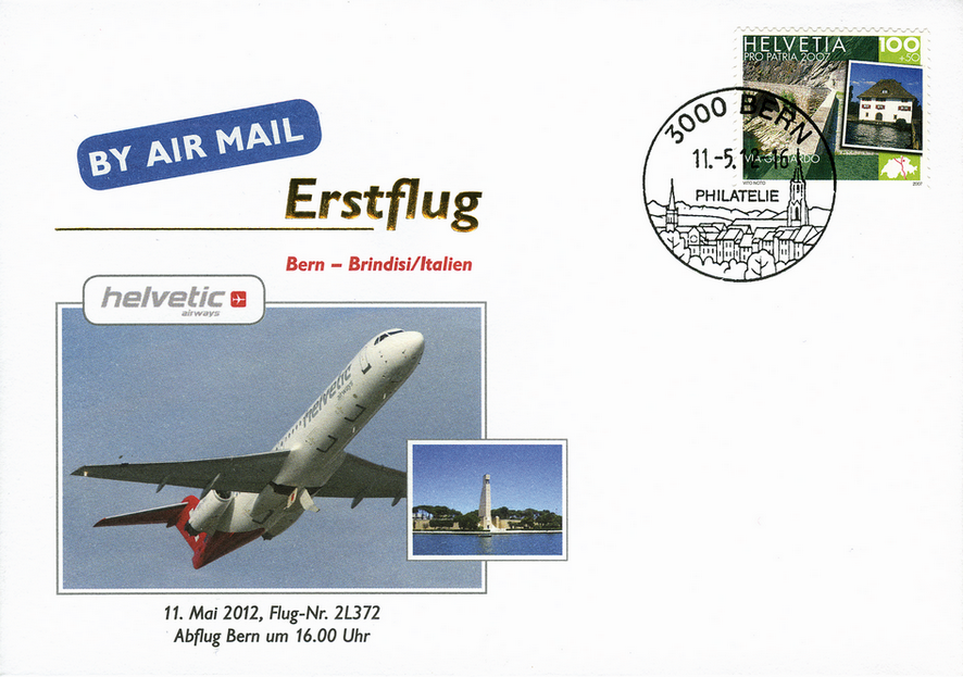 2012, Erstflug Helvetic Airlines Bern-Brindisi