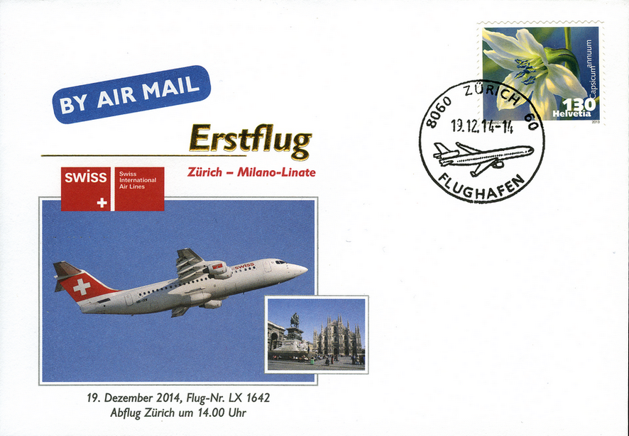 2014, Erstflug Swiss Airlines Zürich-Milano-Linate