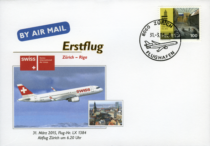 2015, Erstflug Swiss Airlines Zürich-Riga-Litauen