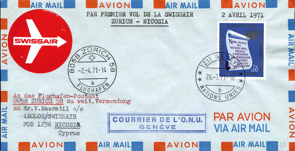 1971, Zürich - Nicosia ab UNO Genf