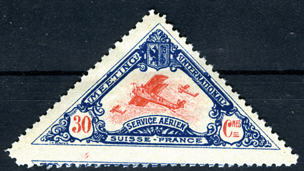 1925, Flugmeeting Sternenfeld Basel, OK-Vignette 30 Rp. blau-rot