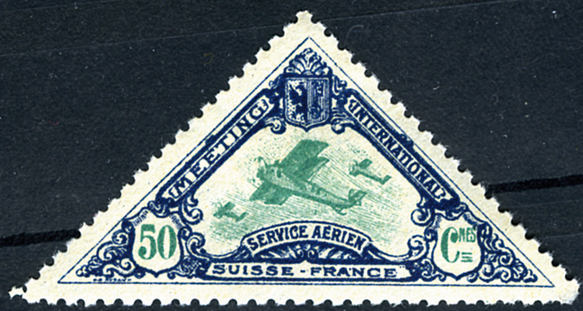 1925, Flugmeeting Sternenfeld Basel, OK-Vignette 50 Rp. blau-grün