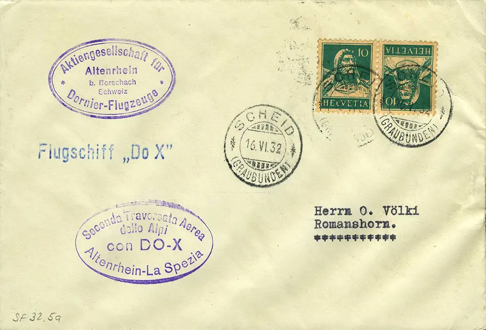 1932, DO-X-Überflug nach Italien (Abnahmeflug) Bodensee - Genua - La Spezia vom 13. Mai