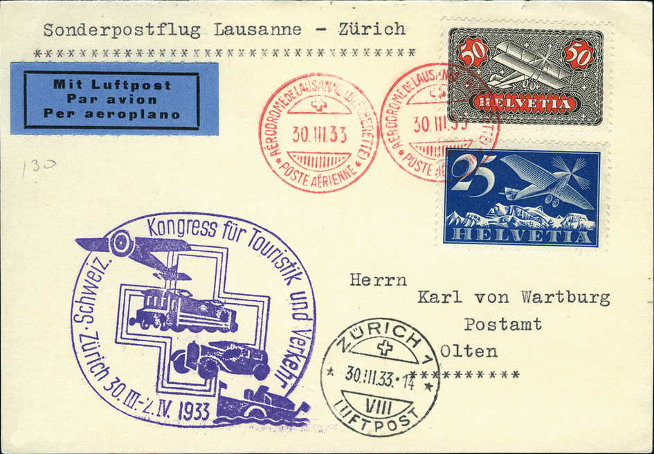 1933, Eröffnung des Kongresses für Touristik und Verkehr ab Lausanne nach Zürich