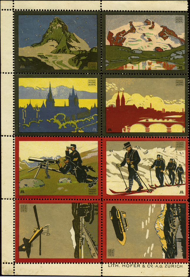1913, Zürcher Flugspende-Vignette für Militäraviatik