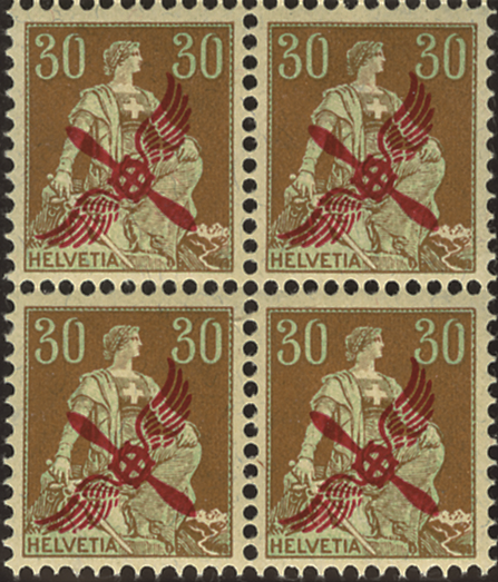 30 Rp. Helvetia mit Schwert, hellbraun-grün