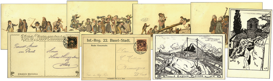 1916, Sammlung mit Juventute Trachten-Frankaturen