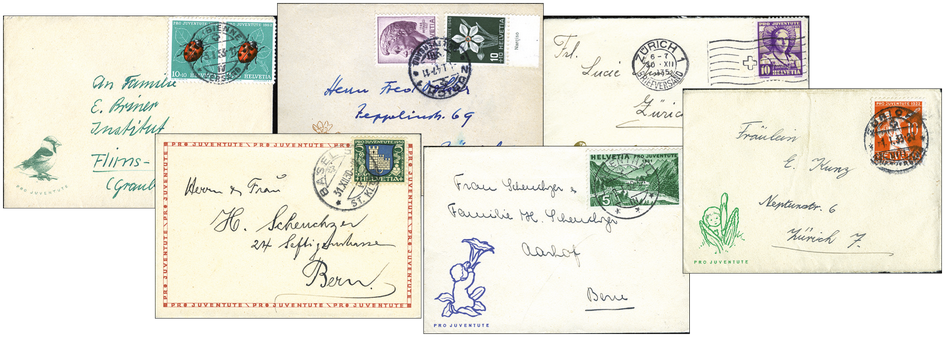 1930-1955, Spezialkollektion mit 11 Pro Juventute Briefli