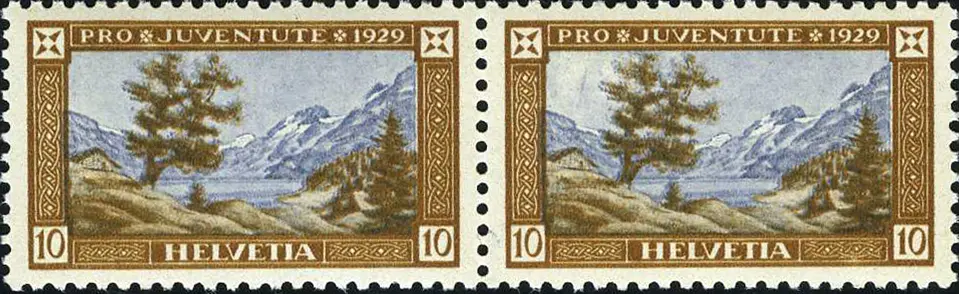 10(+5) Rp. Engstlensee, "Himmel links aufgehellt, Strich von oben durch die Aufhellung"