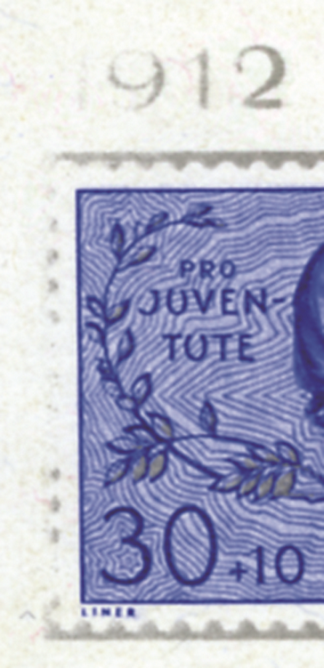 1937, 25 Jahre Pro-Juventute-Marken, "Silberdruck links unvollständig"