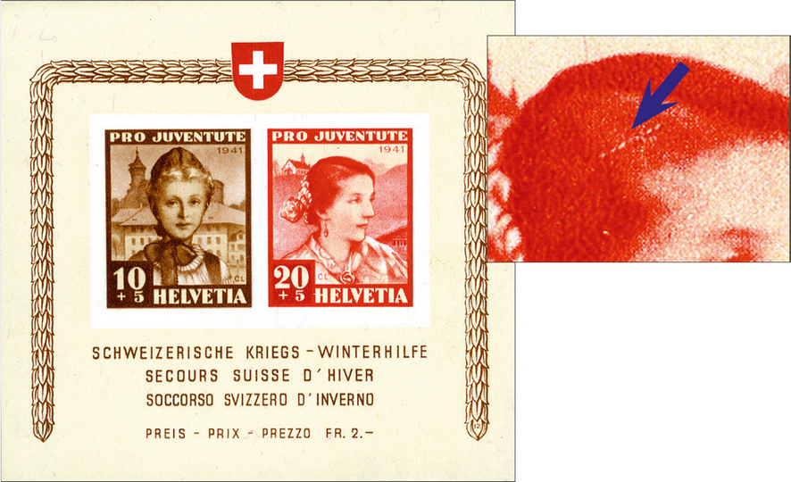 1941, Kriegswinterhilfe, "Y-förmiger Rasterfehler im Haar"