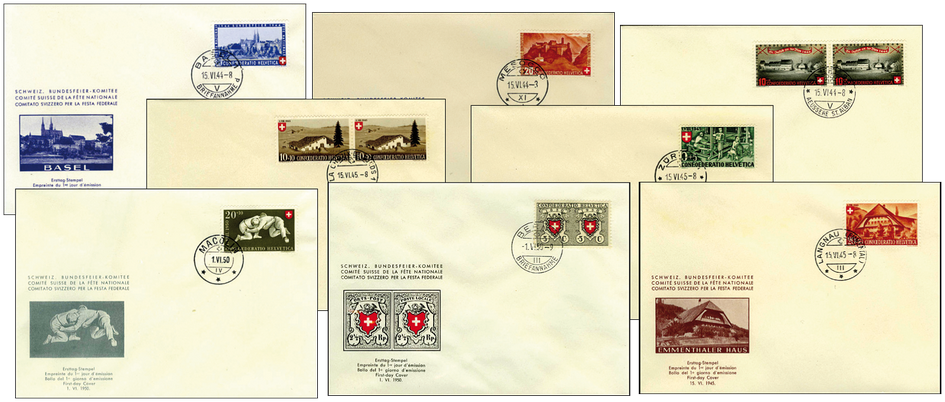 1938-1955, Bundesfeier-Komitee Ersttagebelege