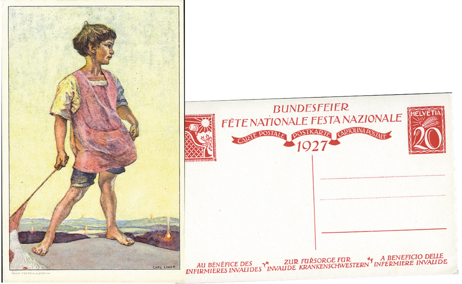 1927, 20 Rp. Knabe mit Fahne