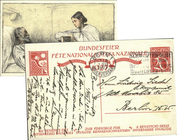 1927, 20 Rp. Krankenschwester am Bett