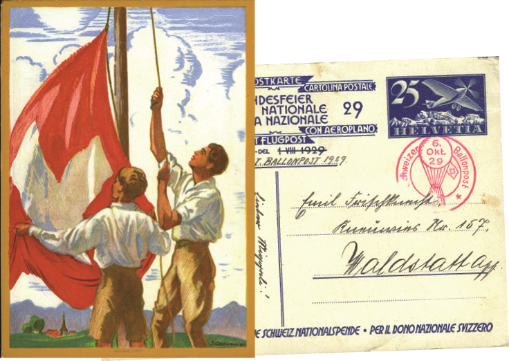 1929, 25 Rp. Fahnenaufzug, ENTWERTET