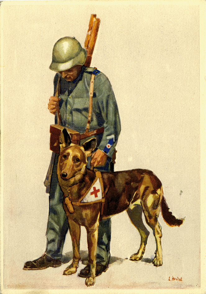 1937, 10 Rp. Sanitätssoldat, Künstlervermerk braun