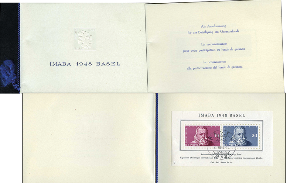 1948, Internationale Briefmarkenausstellung in Basel (IMABA), Geschenkheft &quot;Garantiefonds&quot;