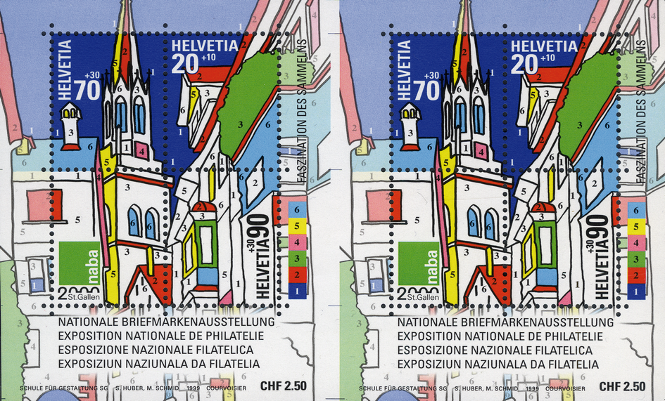 2000, Nationale Briefmarkenausstellung St. Gallen, "Waagrechtes zusammenhängendes Paar"