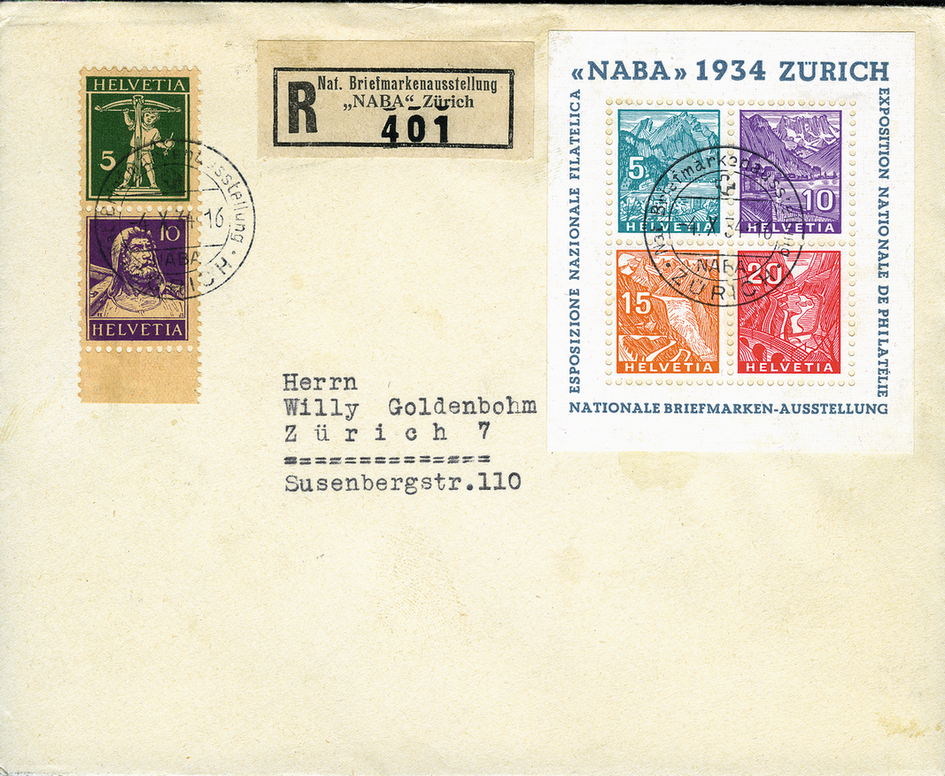 1934, Nationale Briefmarkenausstellung in Zürich (NABA)