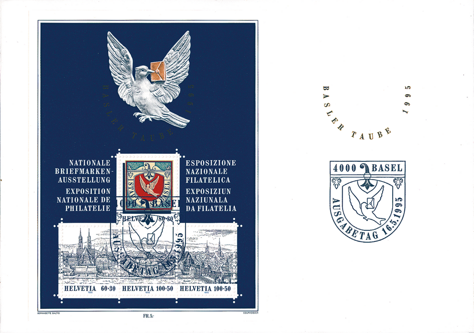 1995, Nationale Briefmarkenausstellung in Basel (Basler Taube 95)