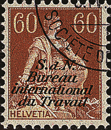 60 Rp. Helvetia, braunorange-gelb