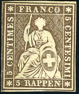 5 Rp. braun, ungebraucht, 4. Berner Druckperiode