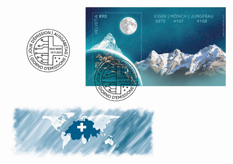 2021, Crypto Stamp &quot;Eiger, Mönch und Jungfrau&quot;