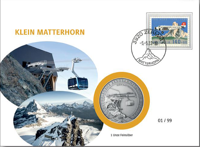 2022, Numisbeleg "Klein Matterhorn - Höchstgelegene Bergstation Europas"