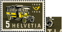 5 Rp. Erstes Postauto, "Retouche am Vorderrad"