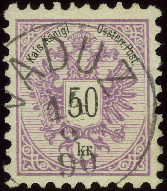 1883, Liechtenstein-Vorläufer mit Österreichischen Marken